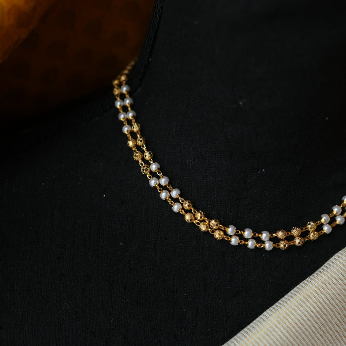 Heritage gold plated pearl short necklace HC22
