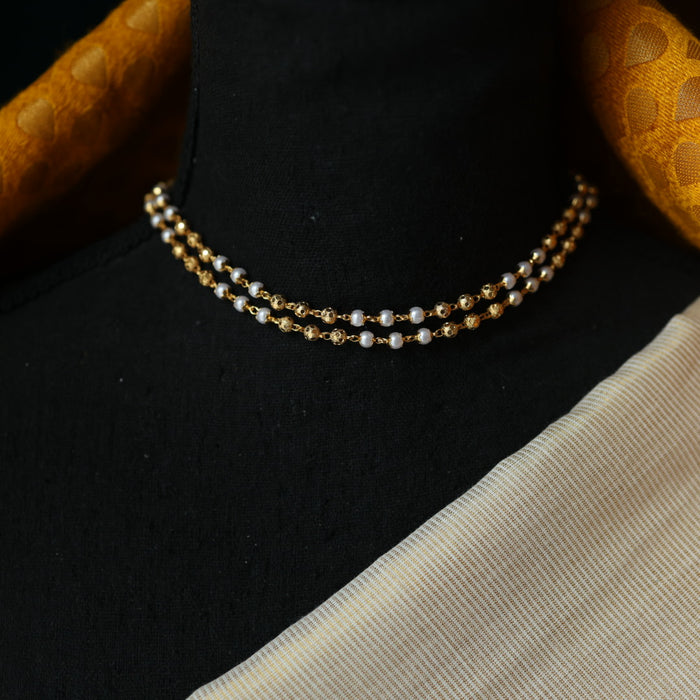 Heritage gold plated pearl short necklace HC22