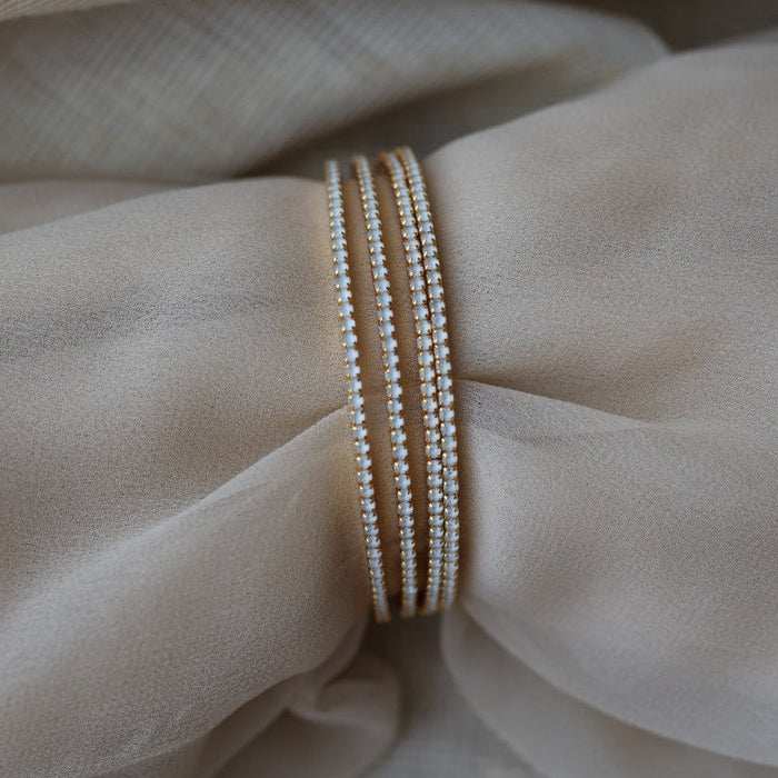 Heritage gold plated cloudy white stone bangle (1 set  of 4 bangles) HB212