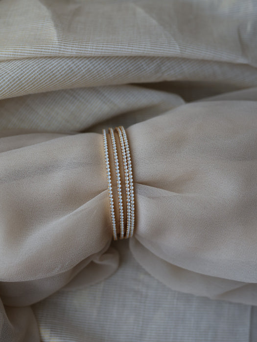 Heritage gold plated cloudy white stone bangle (1 set  of 4 bangles) HB212