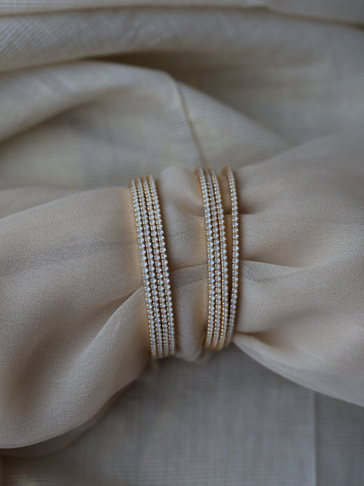 Heritage gold plated cloudy white stone bangle (1 set  of 4 bangles) HB212