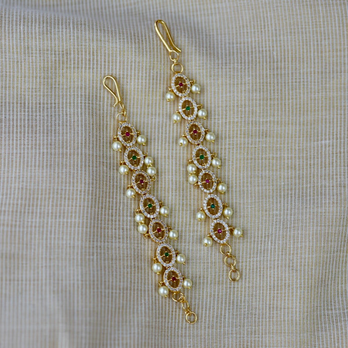 Heritage ruby white stone traditional mattal ear accessories HM2531