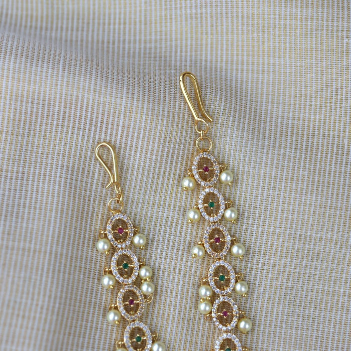 Heritage ruby white stone traditional mattal ear accessories HM2531