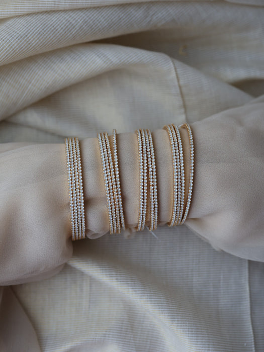 Heritage gold plated cloudy white stone bangle (1 set  of 4 bangles) HB212