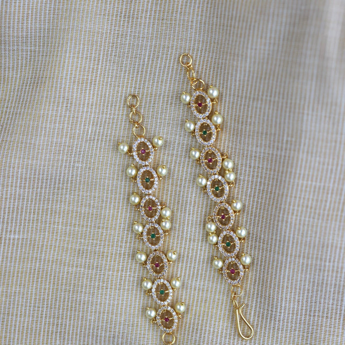 Heritage ruby white stone traditional mattal ear accessories HM2531