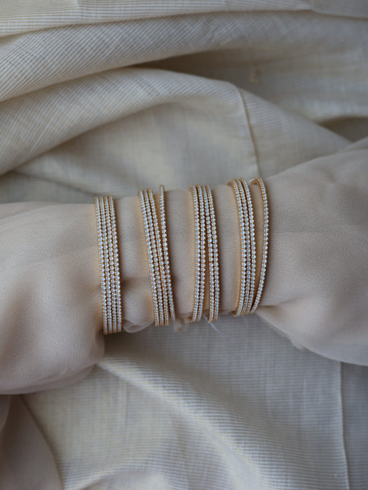 Heritage gold plated cloudy white stone bangle (1 set  of 4 bangles) HB212