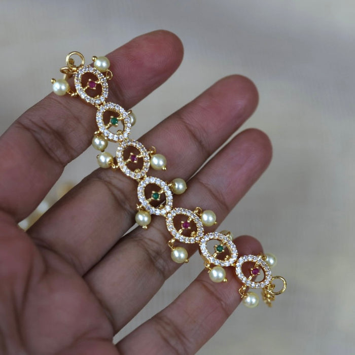 Heritage ruby white stone traditional mattal ear accessories HM2531