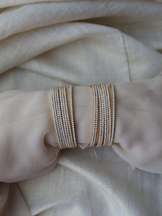 Heritage gold plated cloudy white stone bangle (1 set  of 4 bangles) HB212