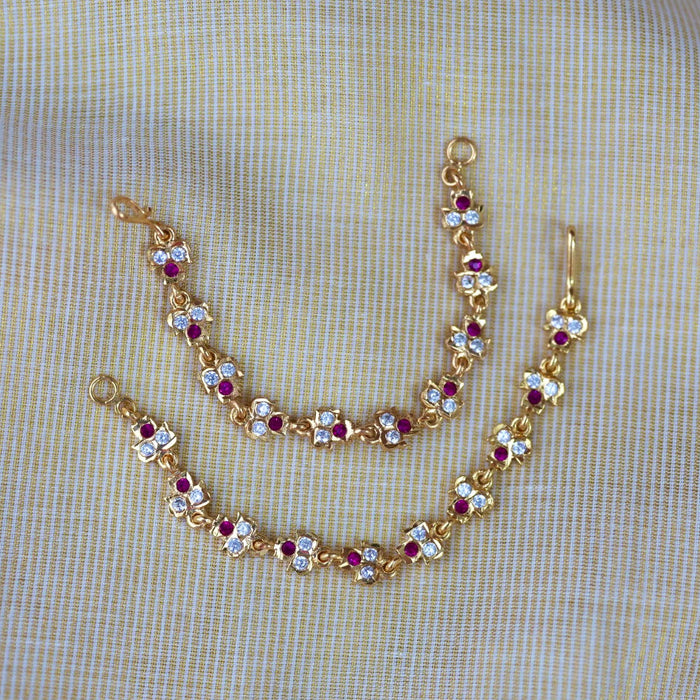 Heritage ruby white stone traditional mattal ear accessories HM278