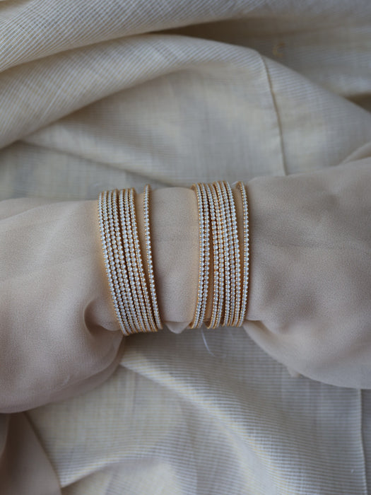 Heritage gold plated cloudy white stone bangle (1 set  of 4 bangles) HB212