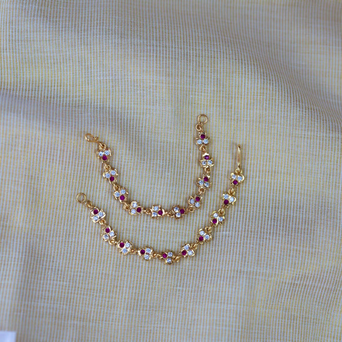 Heritage ruby white stone traditional mattal ear accessories HM278