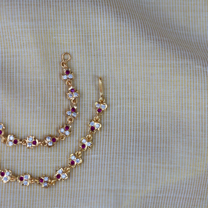 Heritage ruby white stone traditional mattal ear accessories HM278