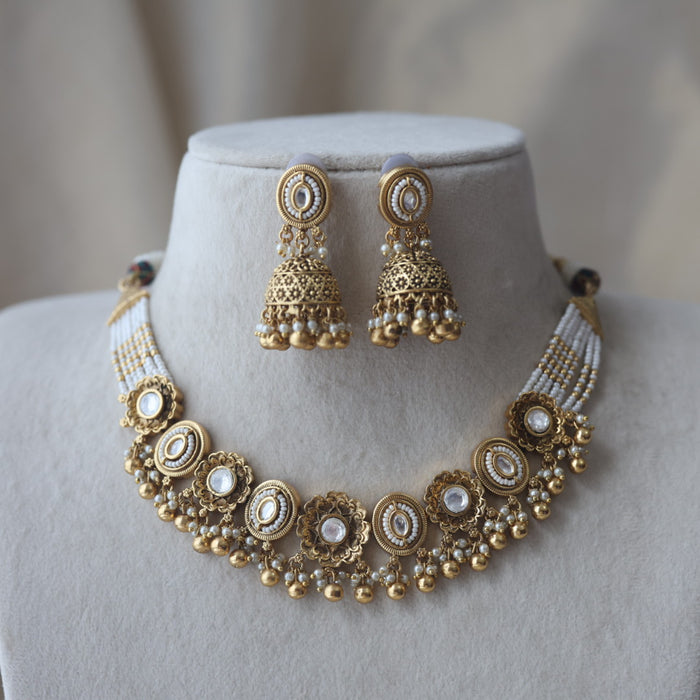 Antique gold choker necklace and earrings CCB1122809
