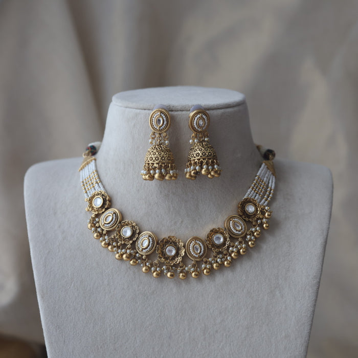 Antique gold choker necklace and earrings CCB1122809