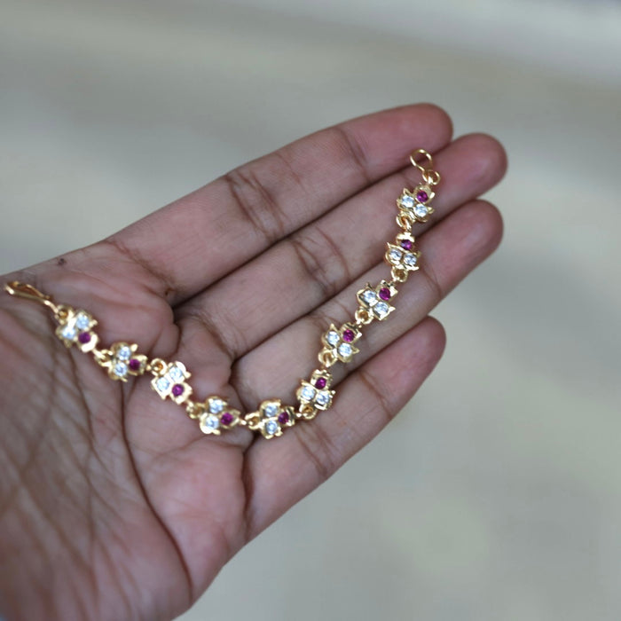 Heritage ruby white stone traditional mattal ear accessories HM278