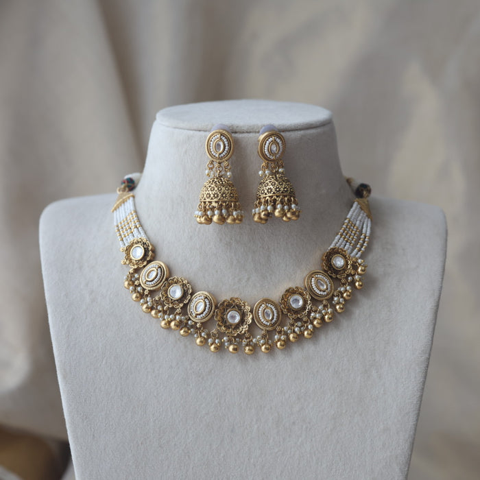 Antique gold choker necklace and earrings CCB1122809