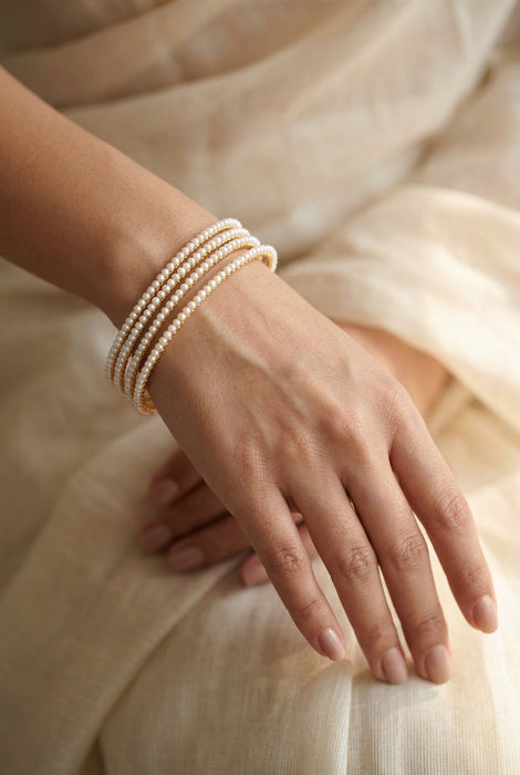 Heritage gold plated pearl bangle (1 set  of 4 bangles) HB7892