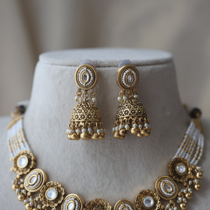 Antique gold choker necklace and earrings CCB1122809