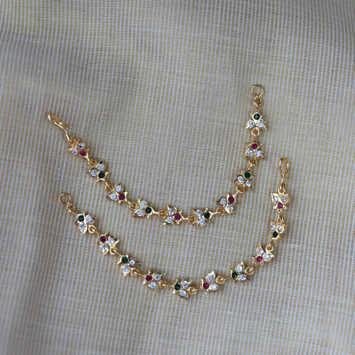 Heritage ruby green white stone traditional mattal ear accessories HM2157