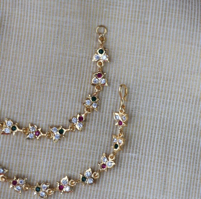 Heritage ruby green white stone traditional mattal ear accessories HM2157