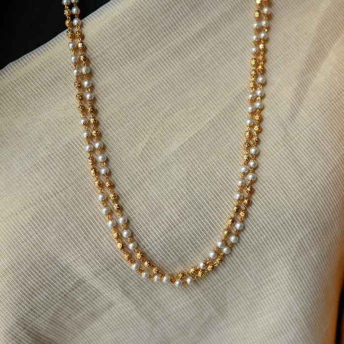Heritage gold plated pearl short necklace HC420