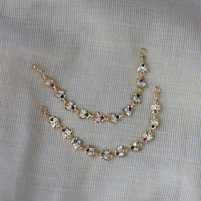 Heritage ruby green white stone traditional mattal ear accessories HM2157