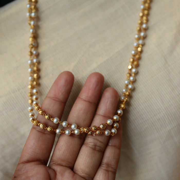 Heritage gold plated pearl short necklace HC420