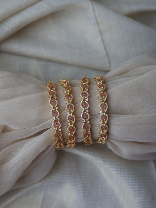 Heritage gold plated ruby white stone bangle (1 set  of 2 bangles) HB1892