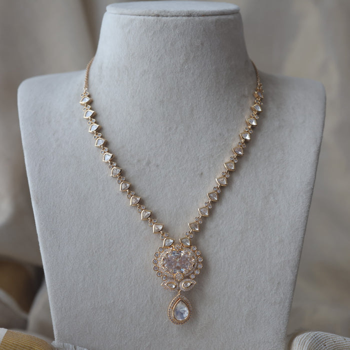 Kundan white stone short necklace with earrings MS2334