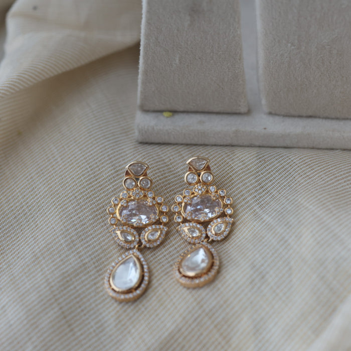 Kundan white stone short necklace with earrings MS2334
