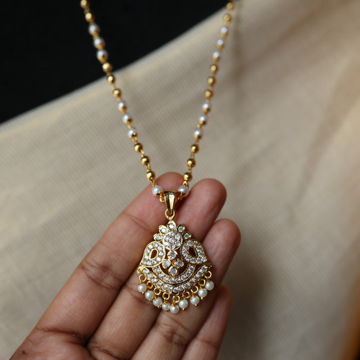 Heritage gold plated padakam long necklace HC421