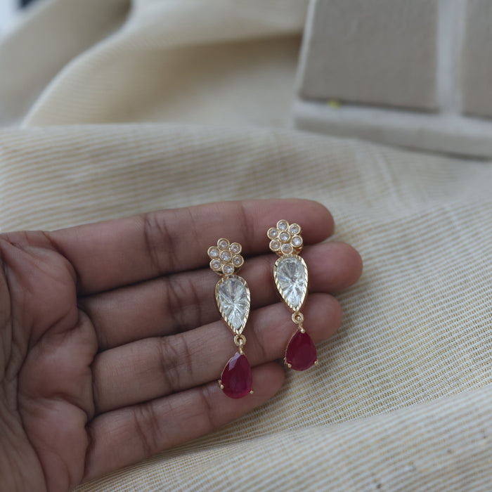 Kundan ruby white stone short necklace with earrings MS21789