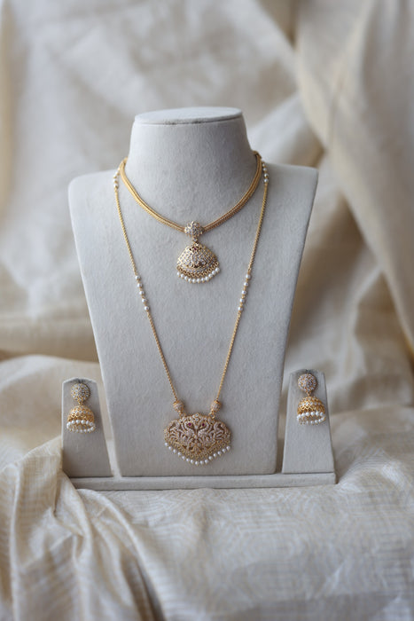 Heritage gold plated gold padakam necklace set with earrings HPS2009