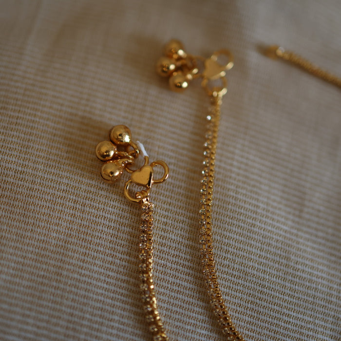 Heritage gold traditional simple stone anklet HAN326