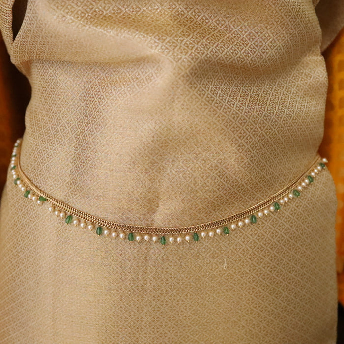 Heritage gold plated green pearl waistchain 234605