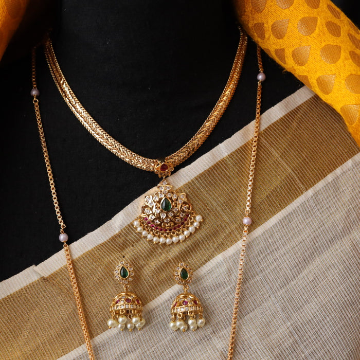 Heritage gold plated padakam necklace set HP016