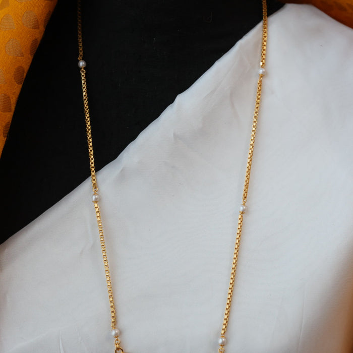 Heritage gold plated padakam pearl long necklace HP02563