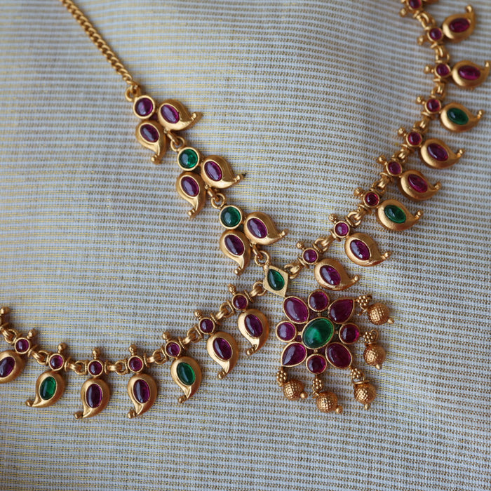 Antique ruby stone 3 layer maang tikka TA2188