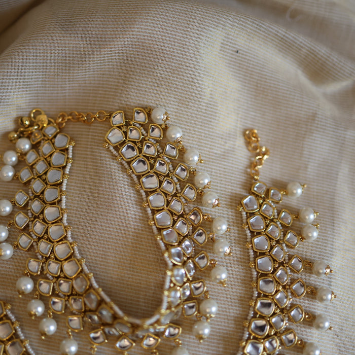 Antique gold traditional Kundan stone anklet HAN325