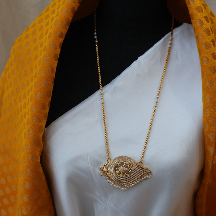 Heritage gold plated padakam pearl long necklace HP0267