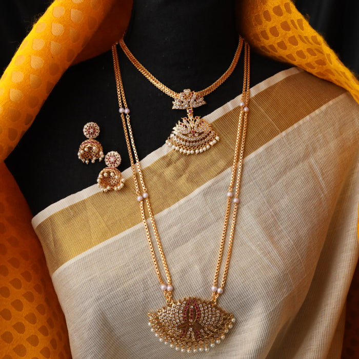 Heritage gold plated padakam necklace set 1765543