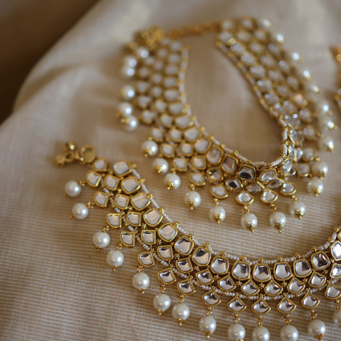 Antique gold traditional Kundan stone anklet HAN325