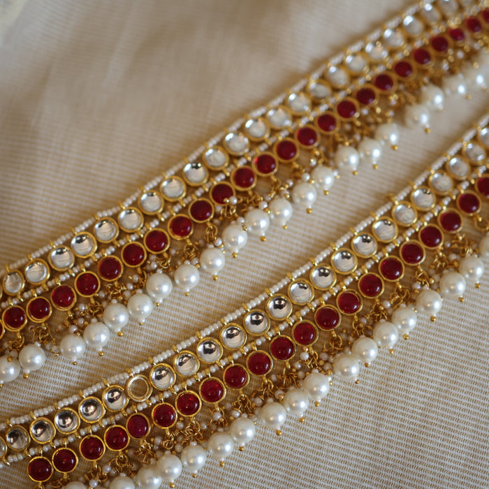Antique gold traditional Kundan stone anklet HAN326