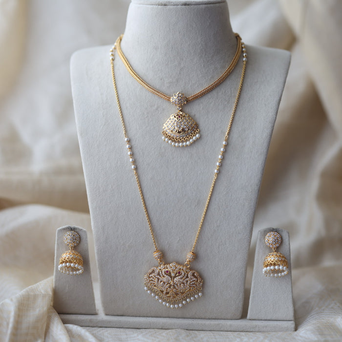 Heritage gold plated gold padakam necklace set with earrings HPS2009