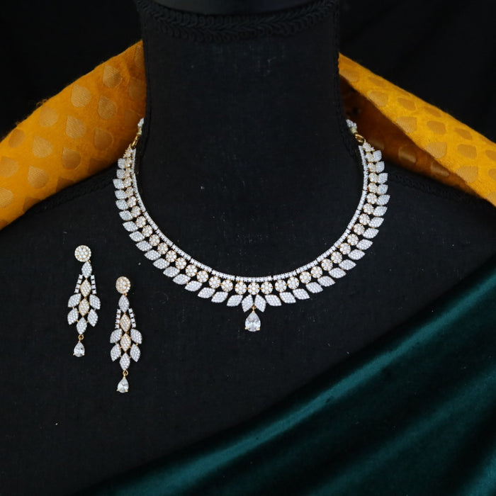 Cz stone short necklace and earrings  1427
