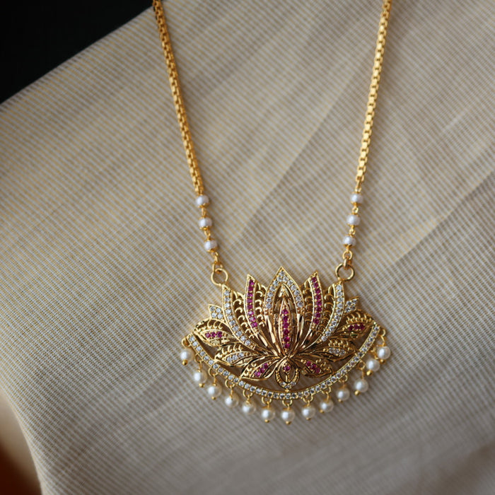 Heritage gold plated padakam long necklace HP5178