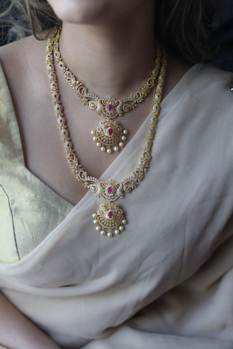 Heritage long and short necklace with earrings HLS765