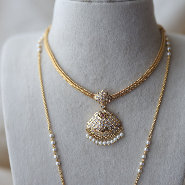 Heritage gold plated gold padakam necklace set with earrings HPS2009