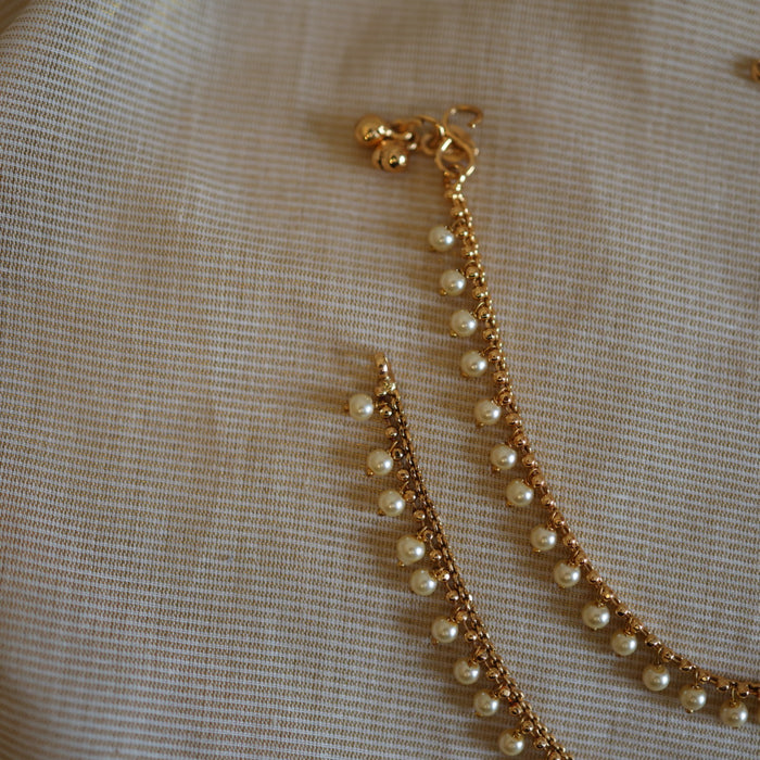 Antique gold and pearl traditional stone anklet HAN329