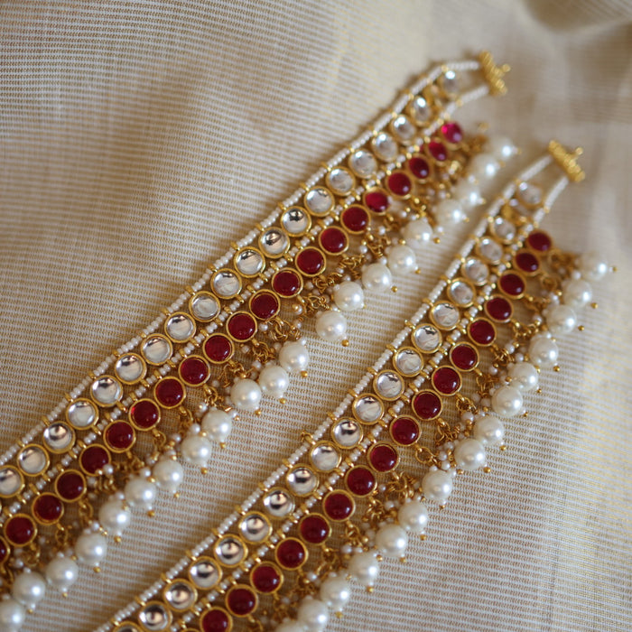 Antique gold traditional Kundan stone anklet HAN326